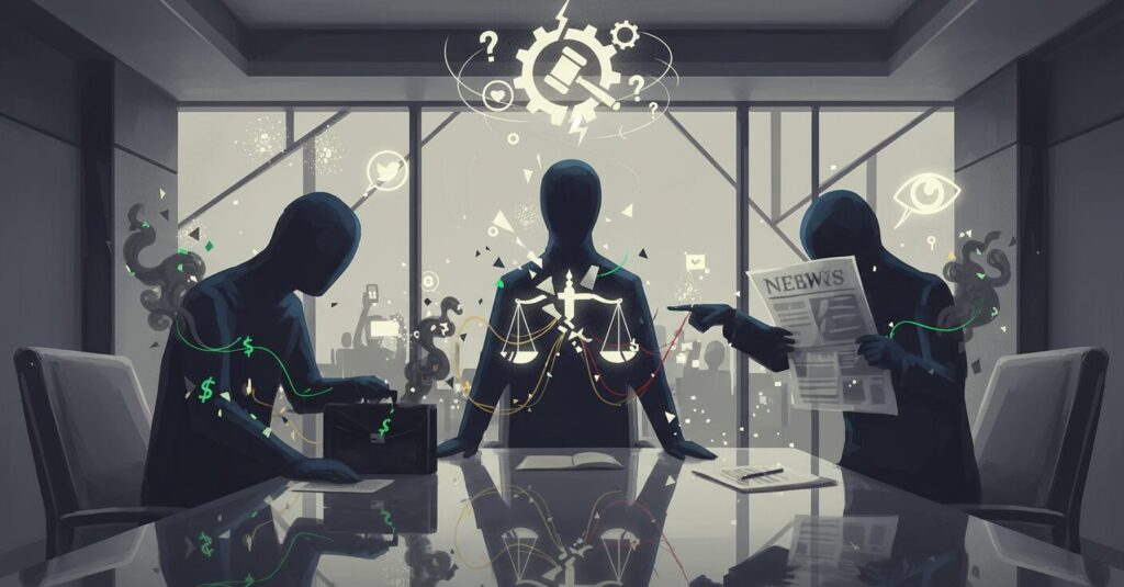 公的な場所と私的な場所の境界線が曖昧になった、倫理的な問題を示す抽象的なイラスト。