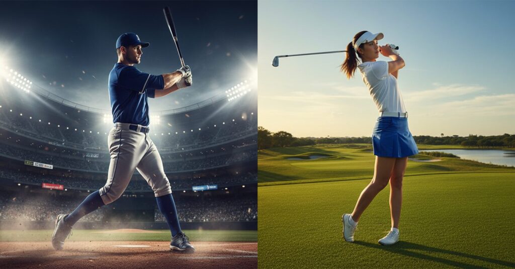 野球選手とプロゴルファーの熱愛報道をイメージした画像