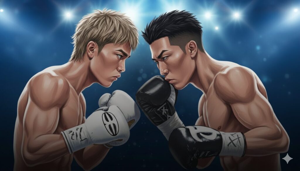 那須川天心と井上拓真が対峙するWBC世界バンタム級王座決定戦のポスター風ビジュアル