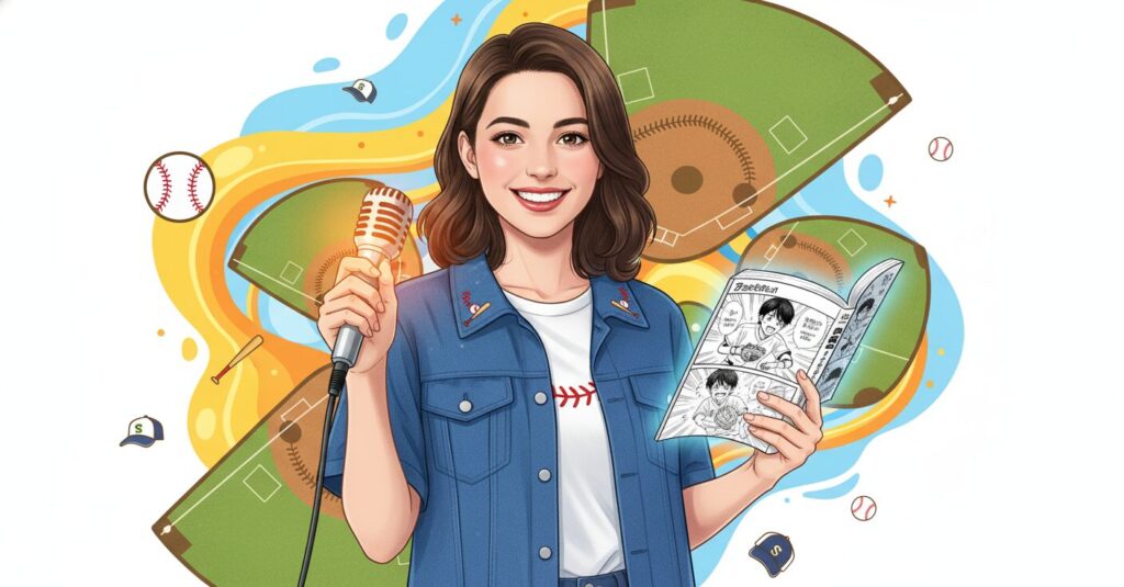 乃木坂46久保史緒里と、彼女のラジオ番組から生まれた人気キャラクター「鷲尾史保」のイラスト。