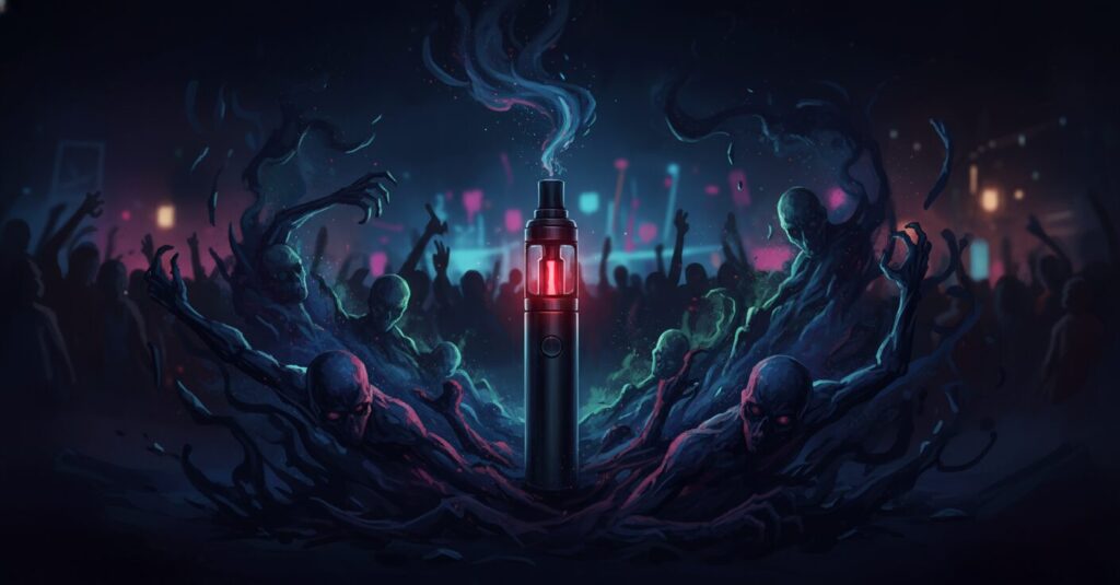 ゾンビタバコ(エトミデート入り電子タバコ)の危険性を警告するイメージ