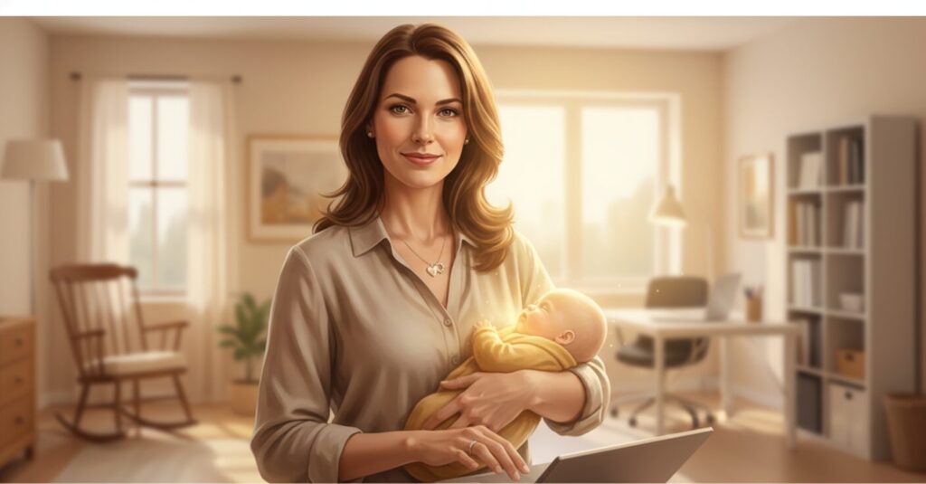 国仲涼子さんのような、仕事と子育てを両立する母親の温かいポートレート