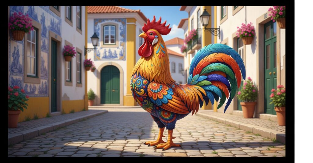 鮮やかな色彩で彩られたバルセロスのおんどりの置物