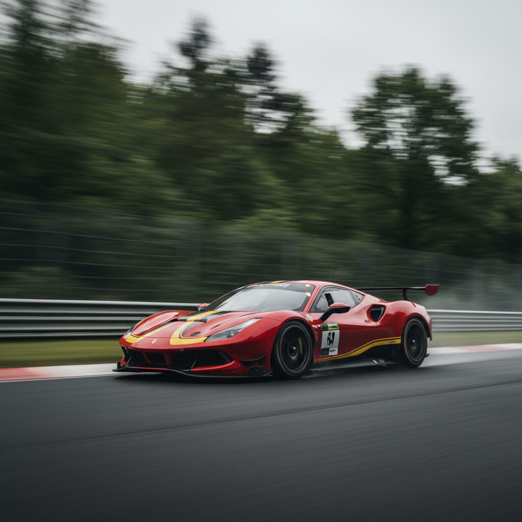 ニュルブルクリンク・ノルドシュライフェを走行するフェラーリ296 GT3