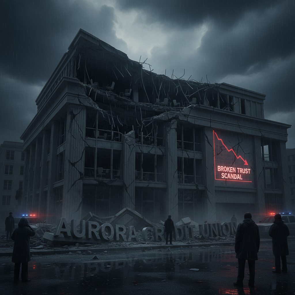 いわき信用組合の業務停止命令と不正融資問題を象徴する崩壊した金融機関の建物。