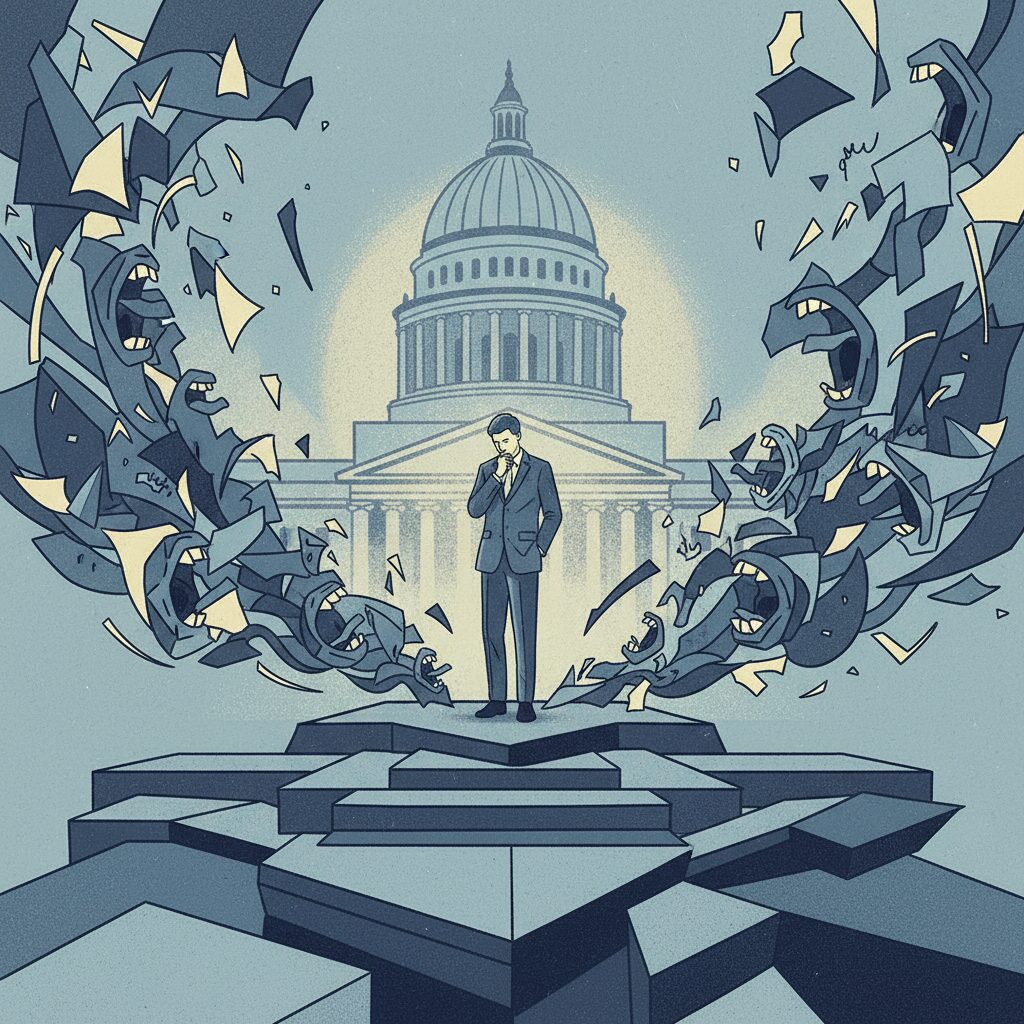 批判に直面する政治家のイラスト