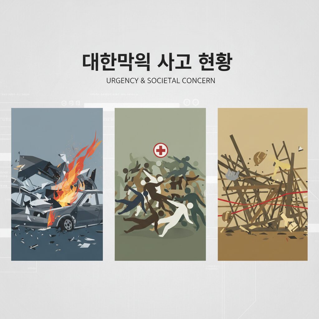 韓国における飲酒運転、雑踏事故、その他の危険を示すイラスト