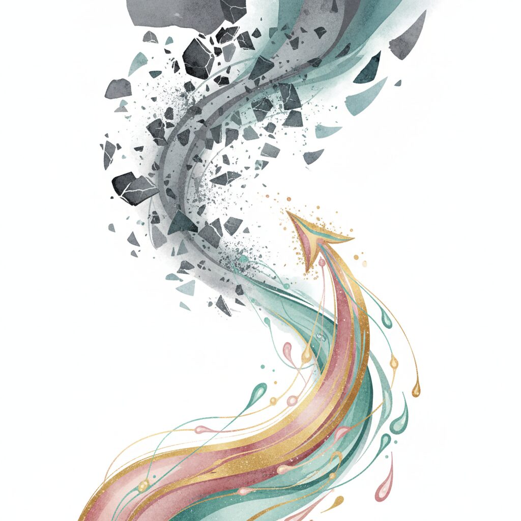 資生堂の520億円最終赤字と構造改革を示す抽象的なイメージ