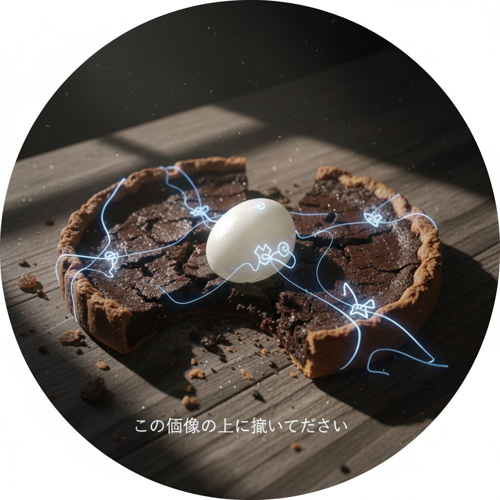 ロッテチョコパイに歯のような白い異物が混入している写真