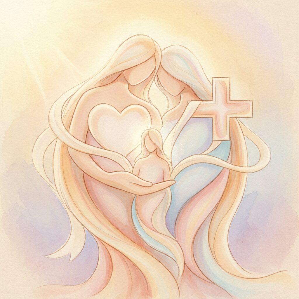 加藤シゲアキさんの父親が白血病と闘い、家族で支え合う温かいイラスト。