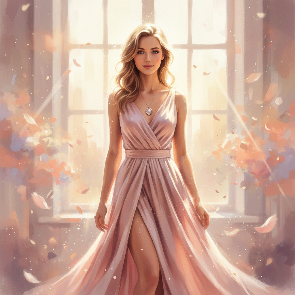 自然光の中で自信に満ちた表情を見せる女性のポートレート