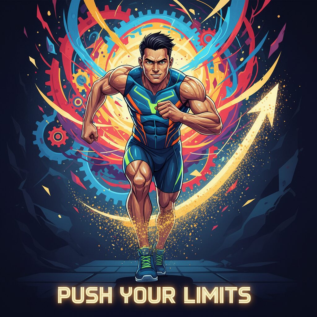 力の限り努力する人物のイラスト