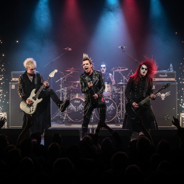 ヴィジュアル系メタルコアバンドDEXCOREのライブ風景、激しい演奏と照明