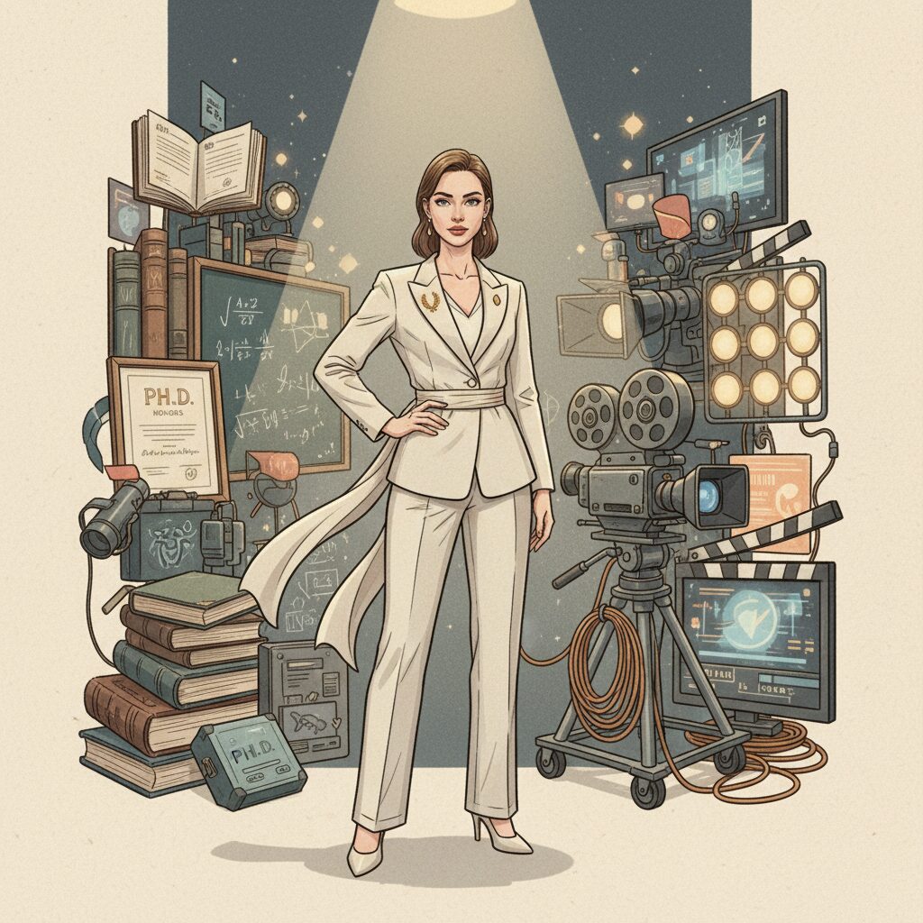 舞台と学業の岐路に立つ女性のイメージ、堀田真由の大学中退と女優としての覚悟を表現