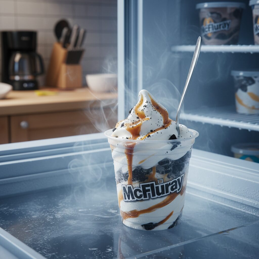 冷凍庫に保存された半解凍状態のマックフルーリー