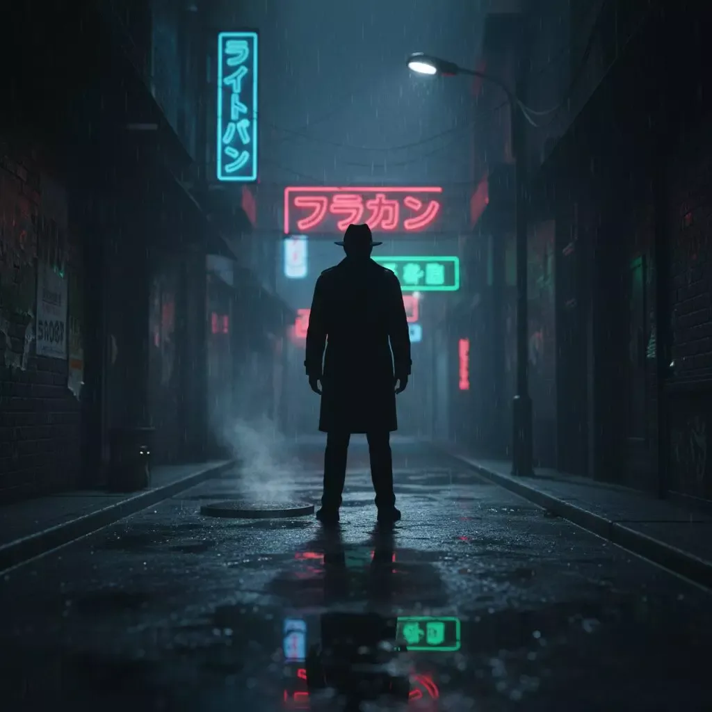 暗がりの路地でたたずむ人物のシルエット。ミステリアスな雰囲気の映画のワンシーンを思わせるアイキャッチ画像。