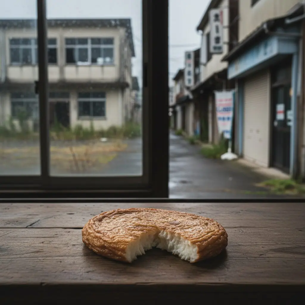 廃業した武田の笹かまぼこを象徴する、寂れた雰囲気の笹かまぼこ。