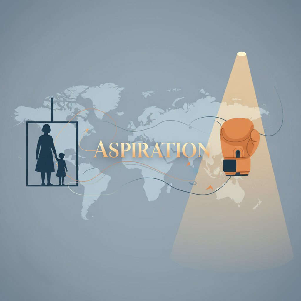 カルデロン一家とボクシンググローブが描かれた抽象的なイラスト