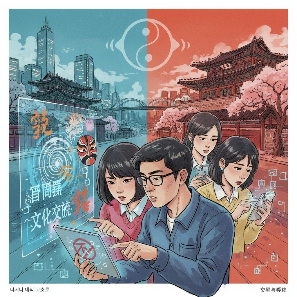 韓国の若者が中国に対して抱く複雑な感情と社会問題のイメージ