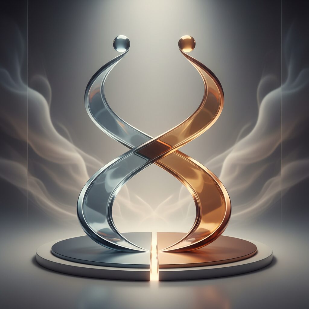 二つの道が交差する抽象的なイメージ。俳優のキャリアと人間関係の複雑さを表現している。