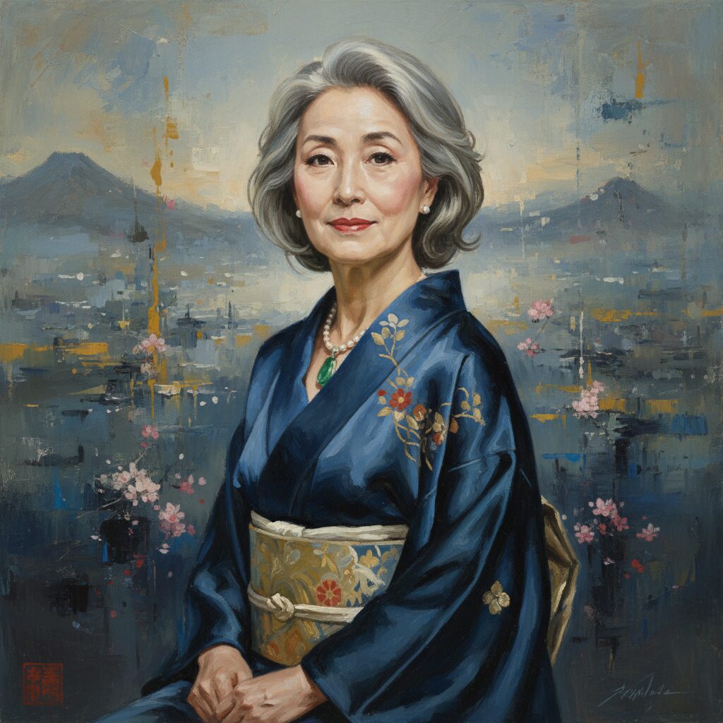 独身を貫く女優・筒井真理子を象徴する、思慮深く優雅な女性のポートレート