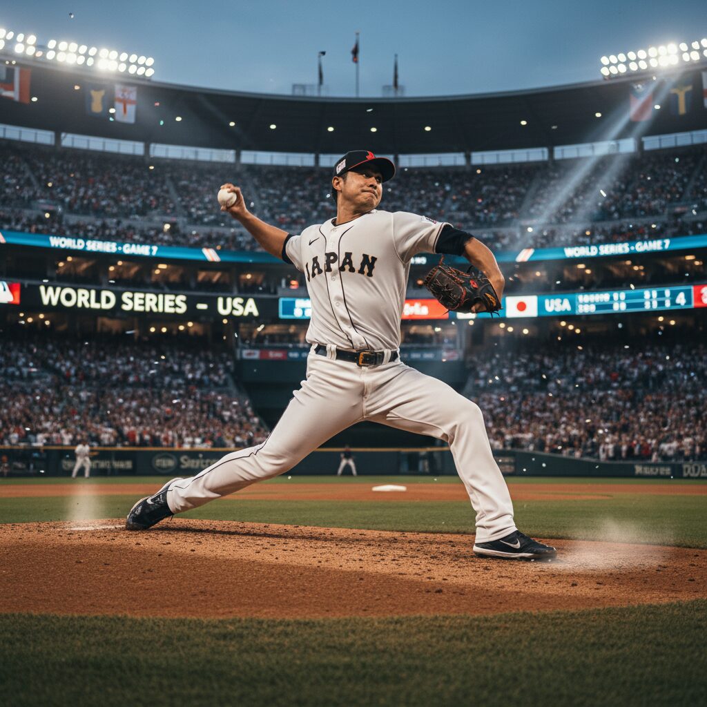 2023年WBCで力投する山本由伸投手