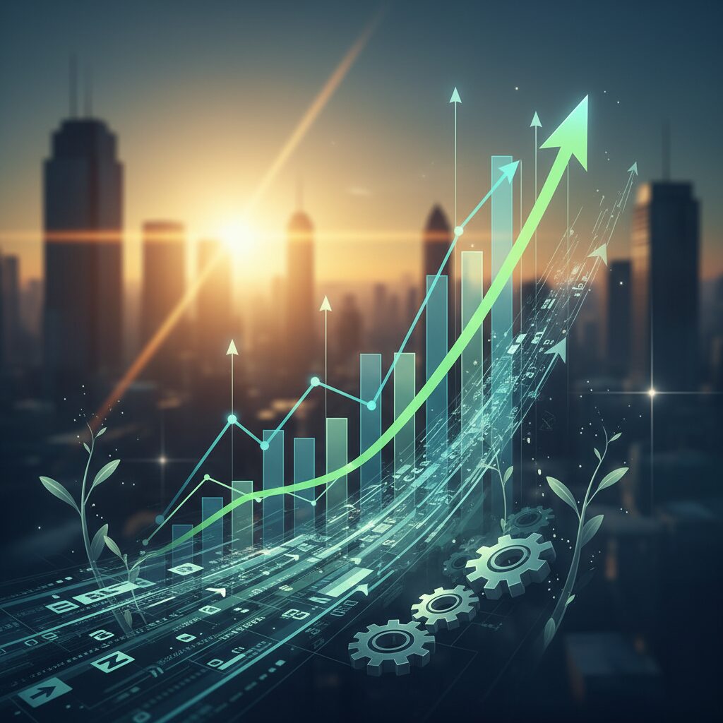 みずほフィナンシャルグループの株価チャートと成長を示すデジタルイメージ