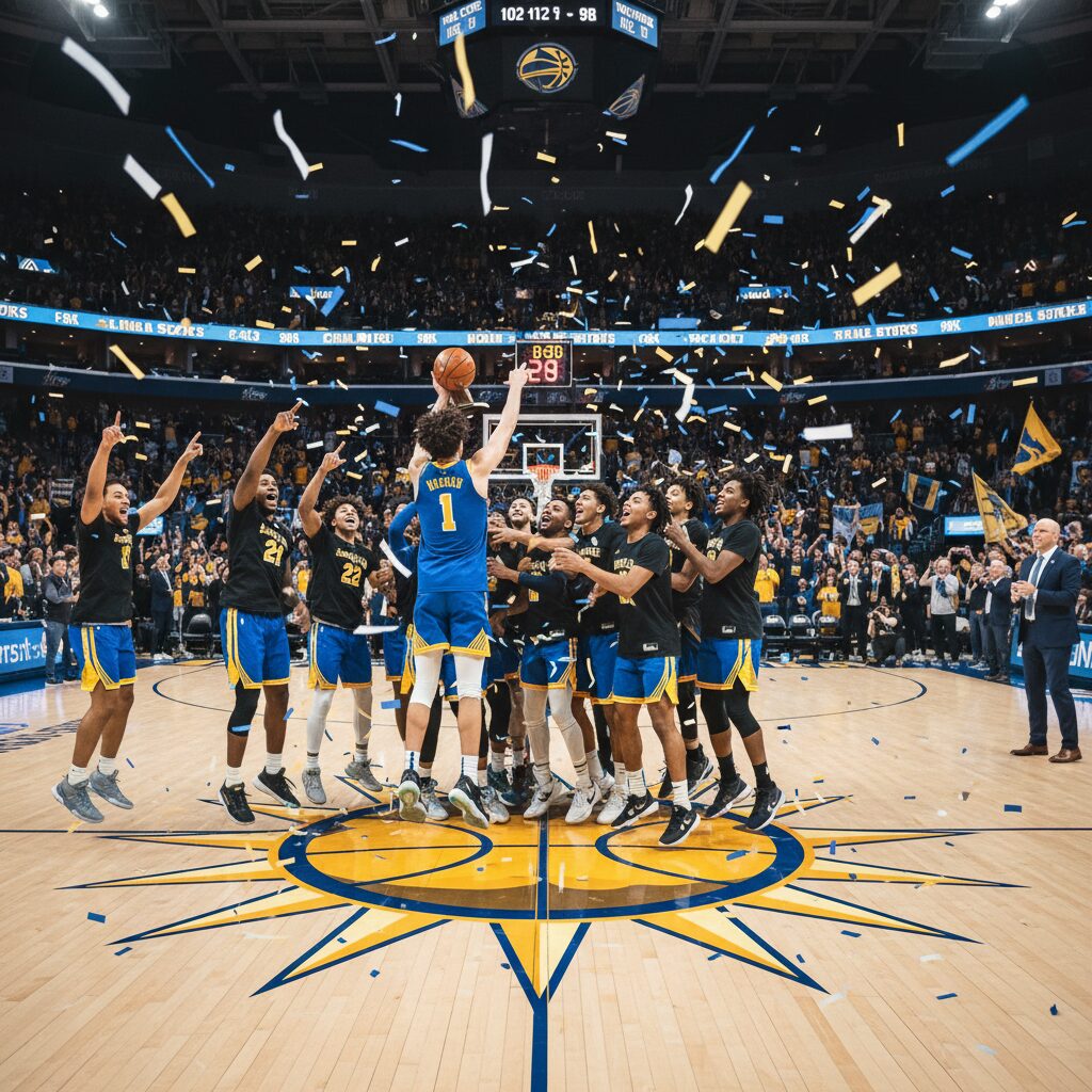 ザイオン・ウィリアムソンが活躍し、ブルズに勝利したペリカンズの選手たちが歓喜するバスケットボールの試合風景