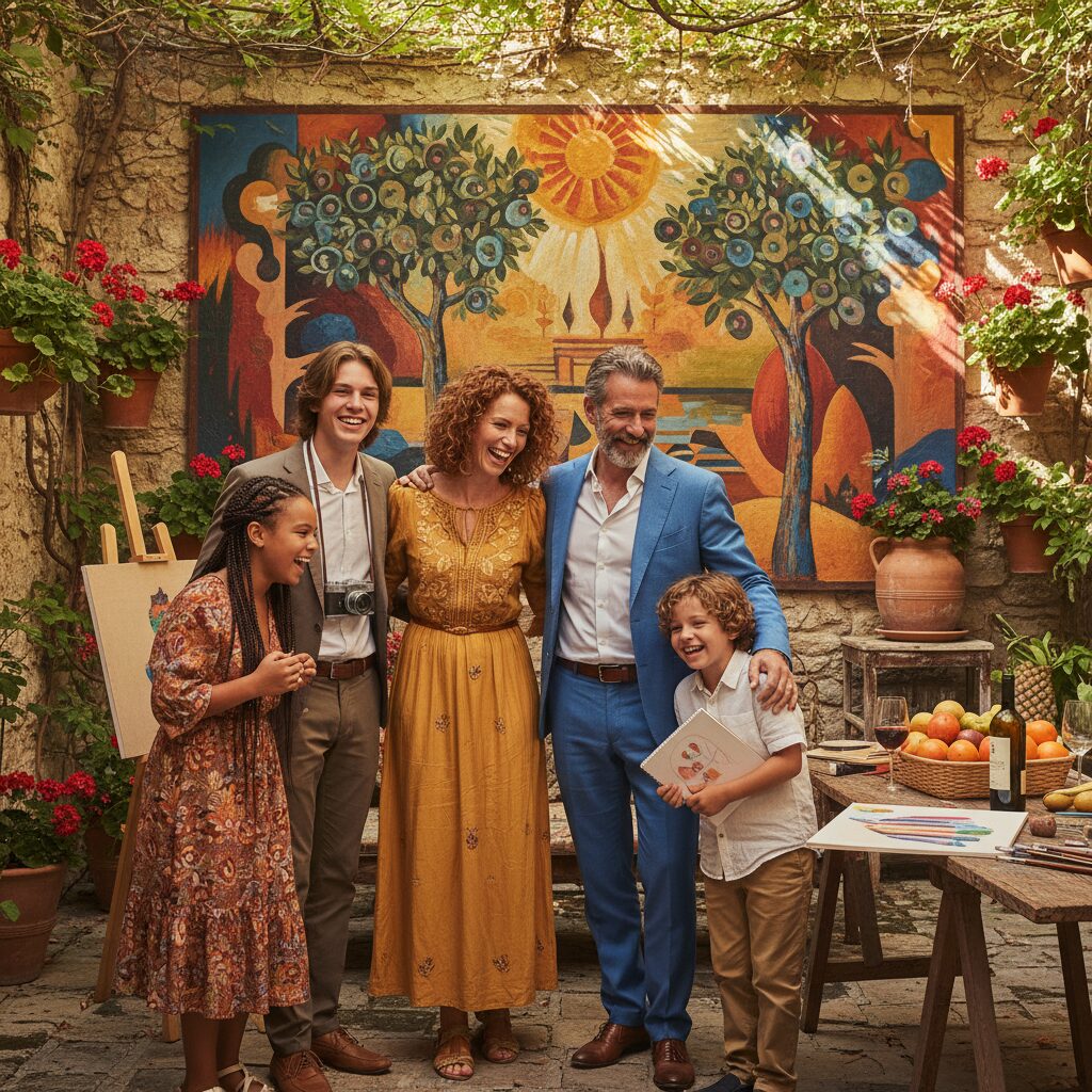 多様な文化が融合した温かい家族のポートレート