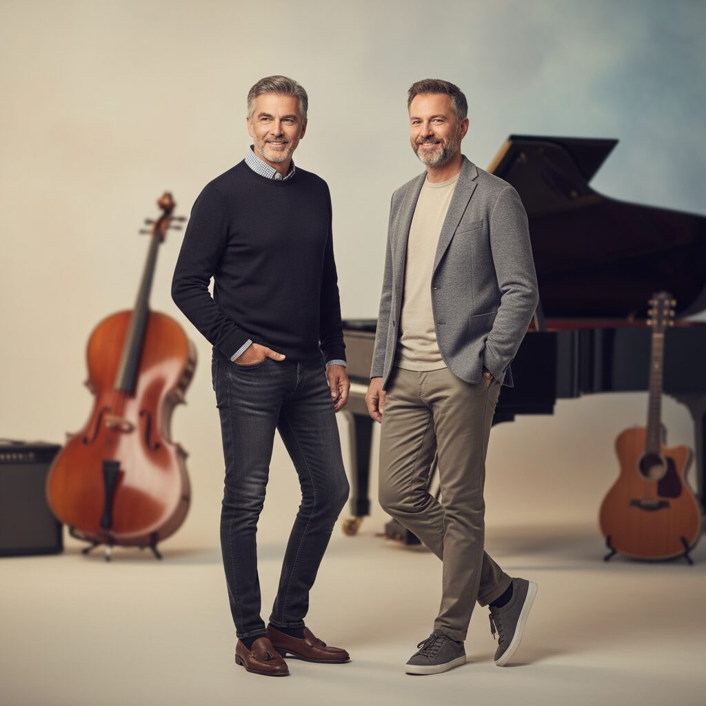 「堂本兄弟」の出演者である二人の男性が笑顔で並び立つイメージ画像