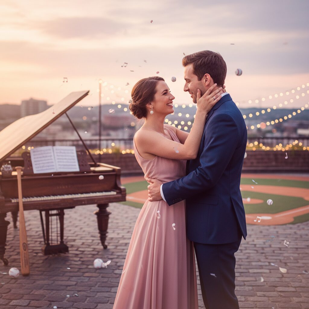 元HKT48外薗葉月さんと巨人・リチャード選手の結婚を祝うイラスト