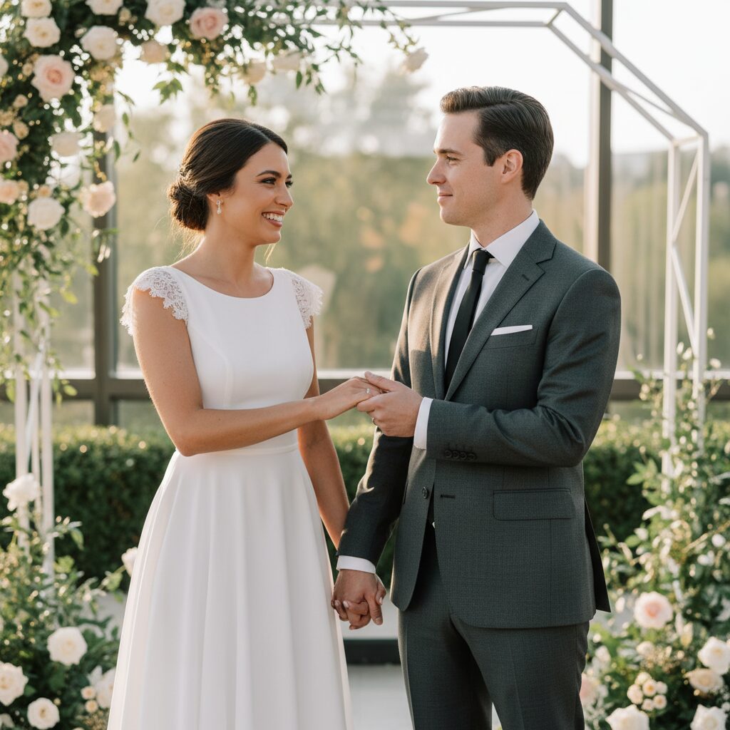 幸せそうな笑顔で手を取り合う前田希美さんと渡邊凌磨選手