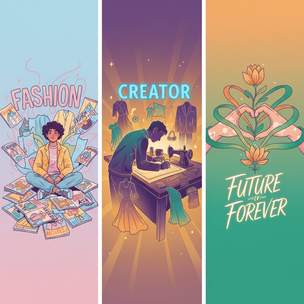 前田希美さんのモデル時代、アパレルブランド経営、結婚生活を表すイラスト