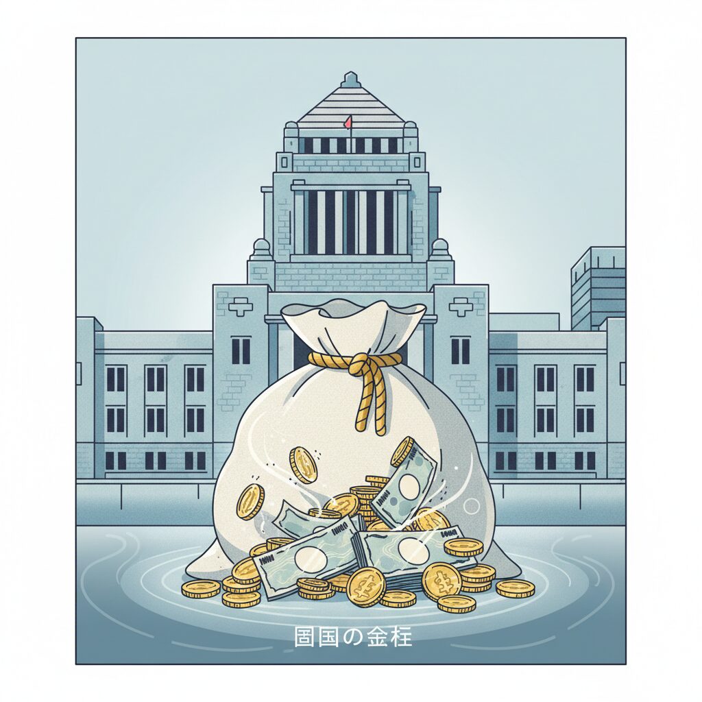 国会議員の歳費特権と、その高額な報酬に疑問を抱く国民の感情を示すイラスト