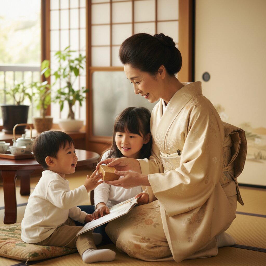 岩下志麻さんが孫と触れ合う、優しさに満ちた家族の風景