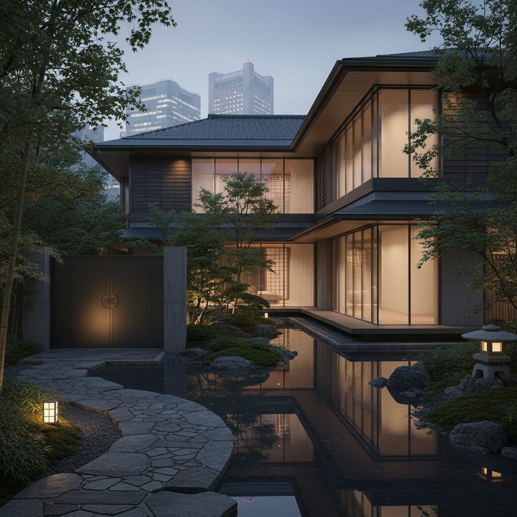 高級住宅街にある洗練された邸宅