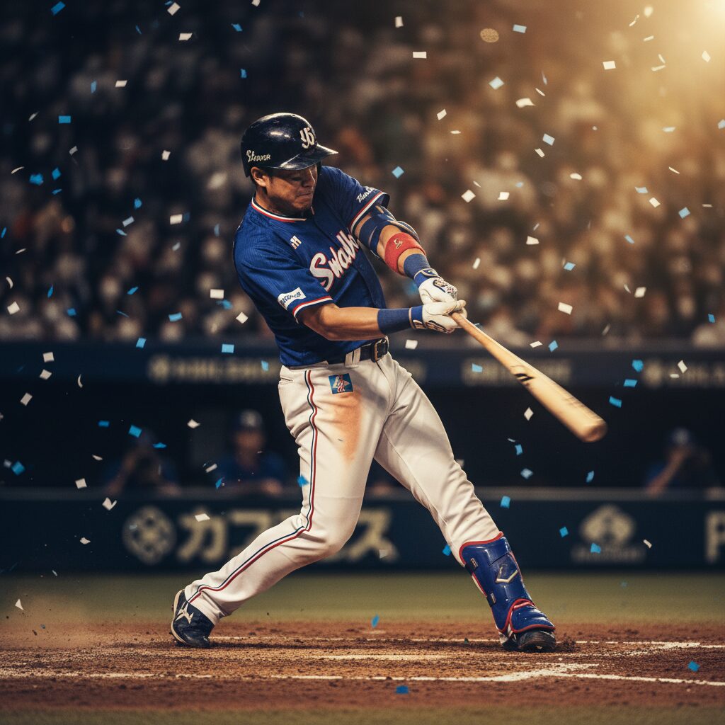 バットを振る東京ヤクルトスワローズの山田哲人選手