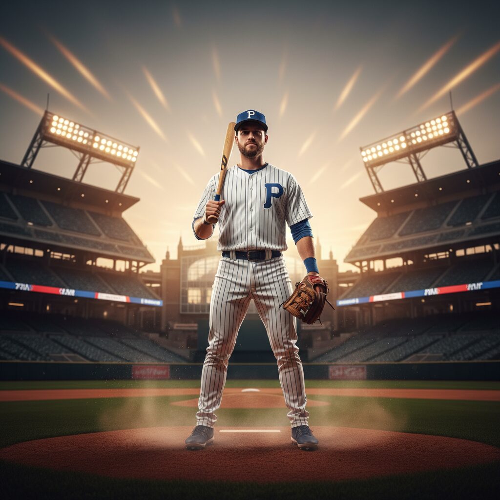 オコエ瑠偉選手が巨人退団後、新たな道を歩む姿を象徴する野球選手のイラスト