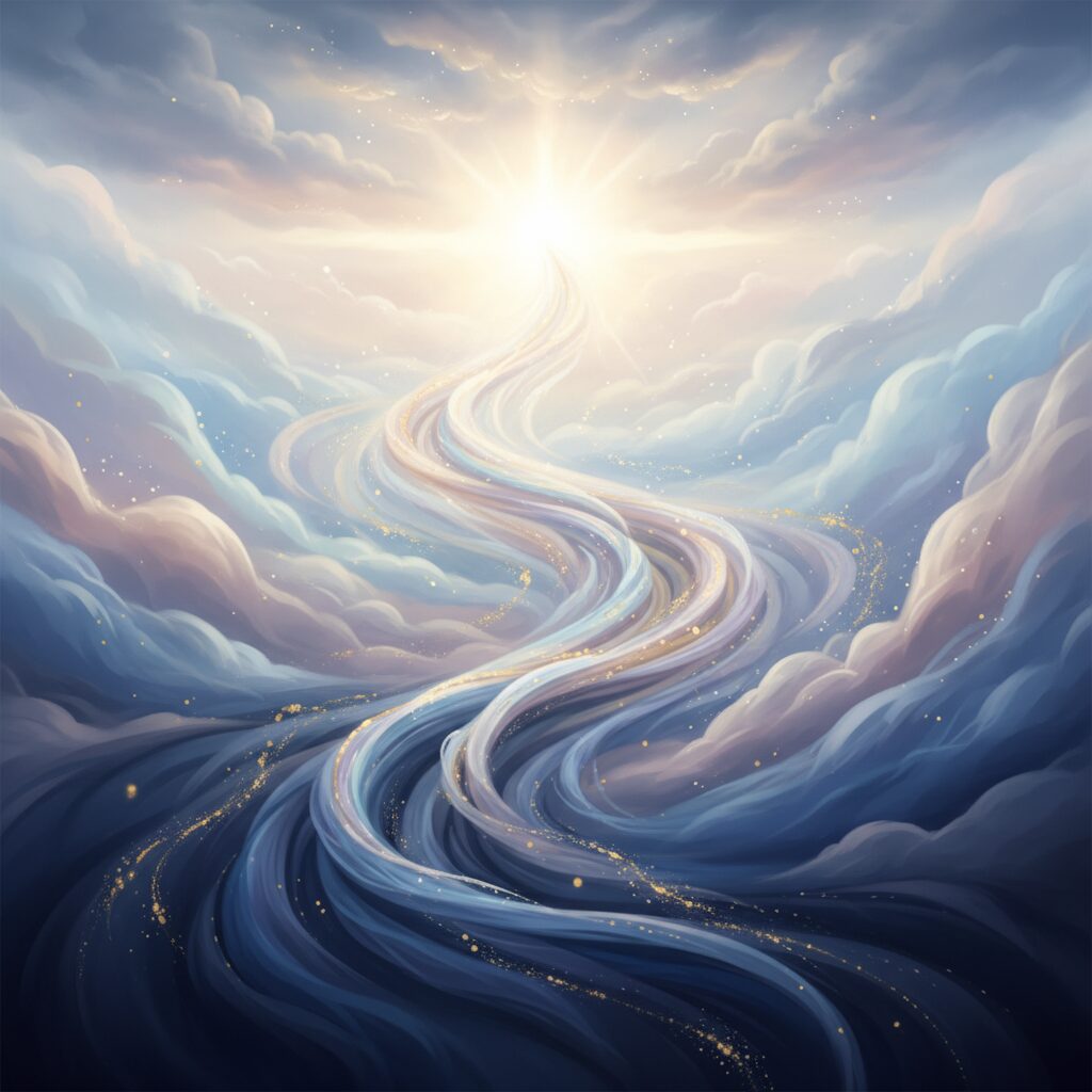 小阪由佳さんの洗脳体験から解放され、前向きに生きる姿を象徴する抽象的な光のイメージ。