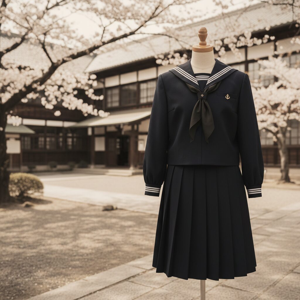 茨城県立水戸第三高等学校の伝統的なセーラー服の画像