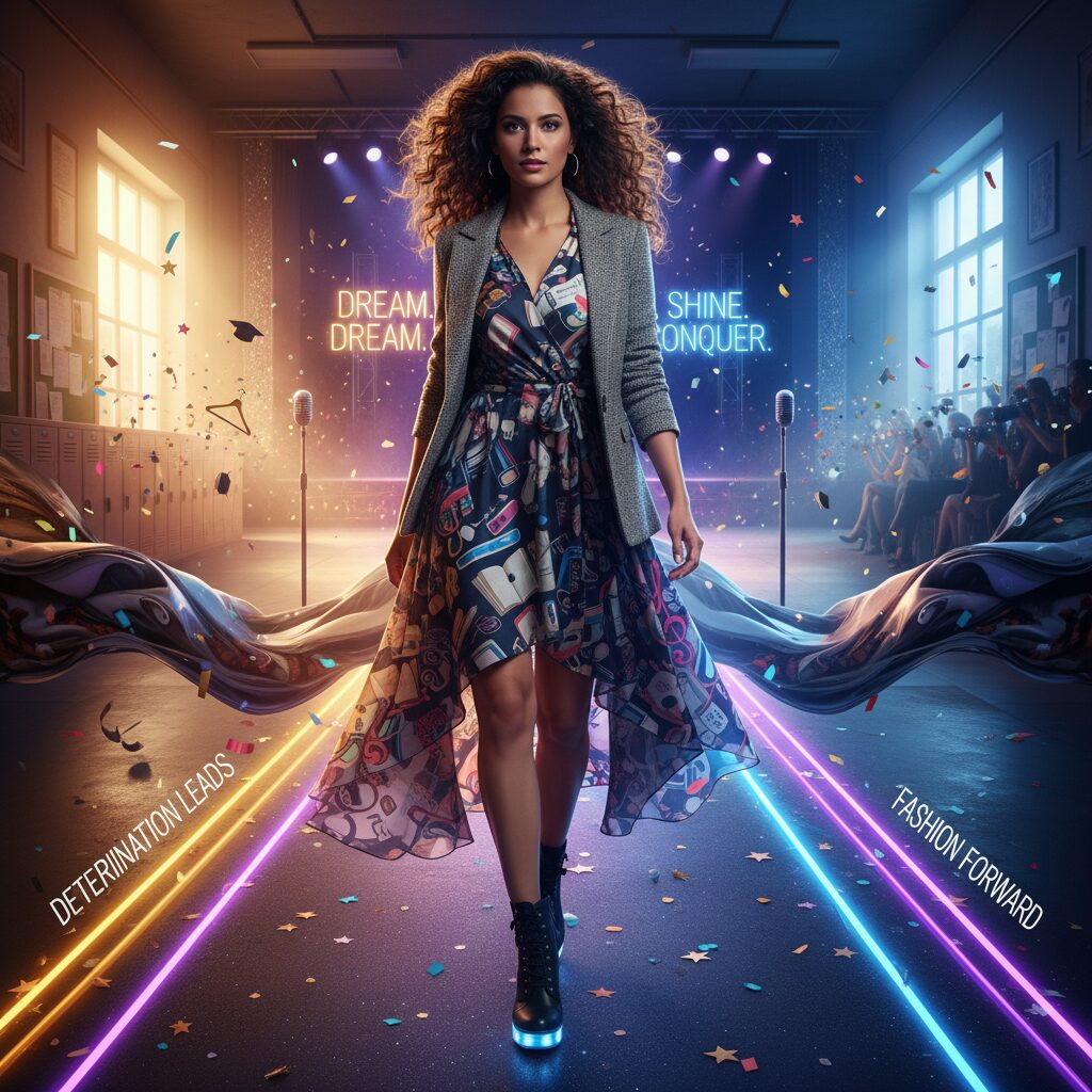 佐藤晴美さんが高校を中退し、E-girlsリーダー、そしてトップモデルへと歩んだ情熱と挑戦の道のりを象徴するイメージ。