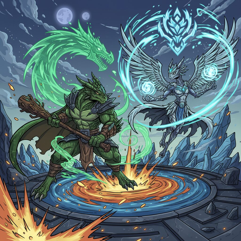 デュエル・マスターズのキャラクター「次世代龍覇 グラッサ＆タレット」が描かれたイラスト。