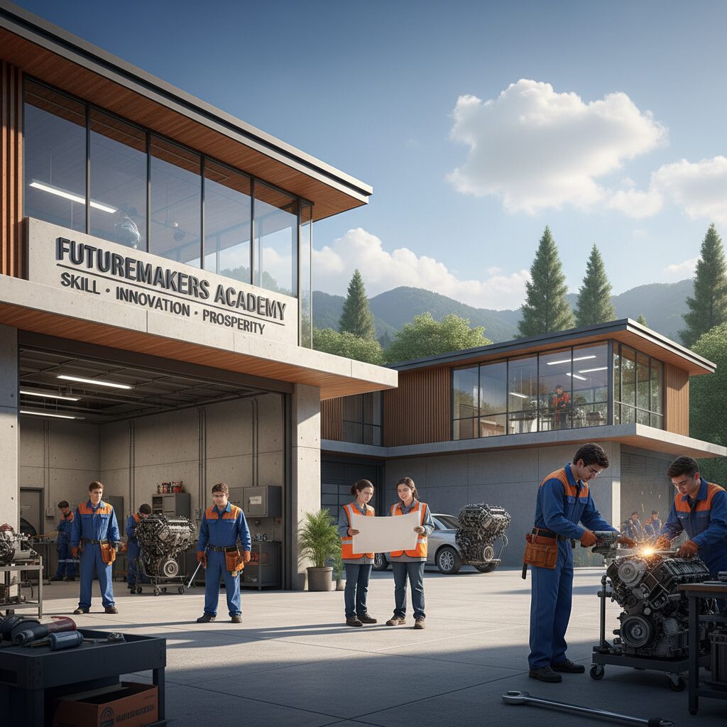 水戸産業技術専門学院の生徒が実習に取り組む様子。