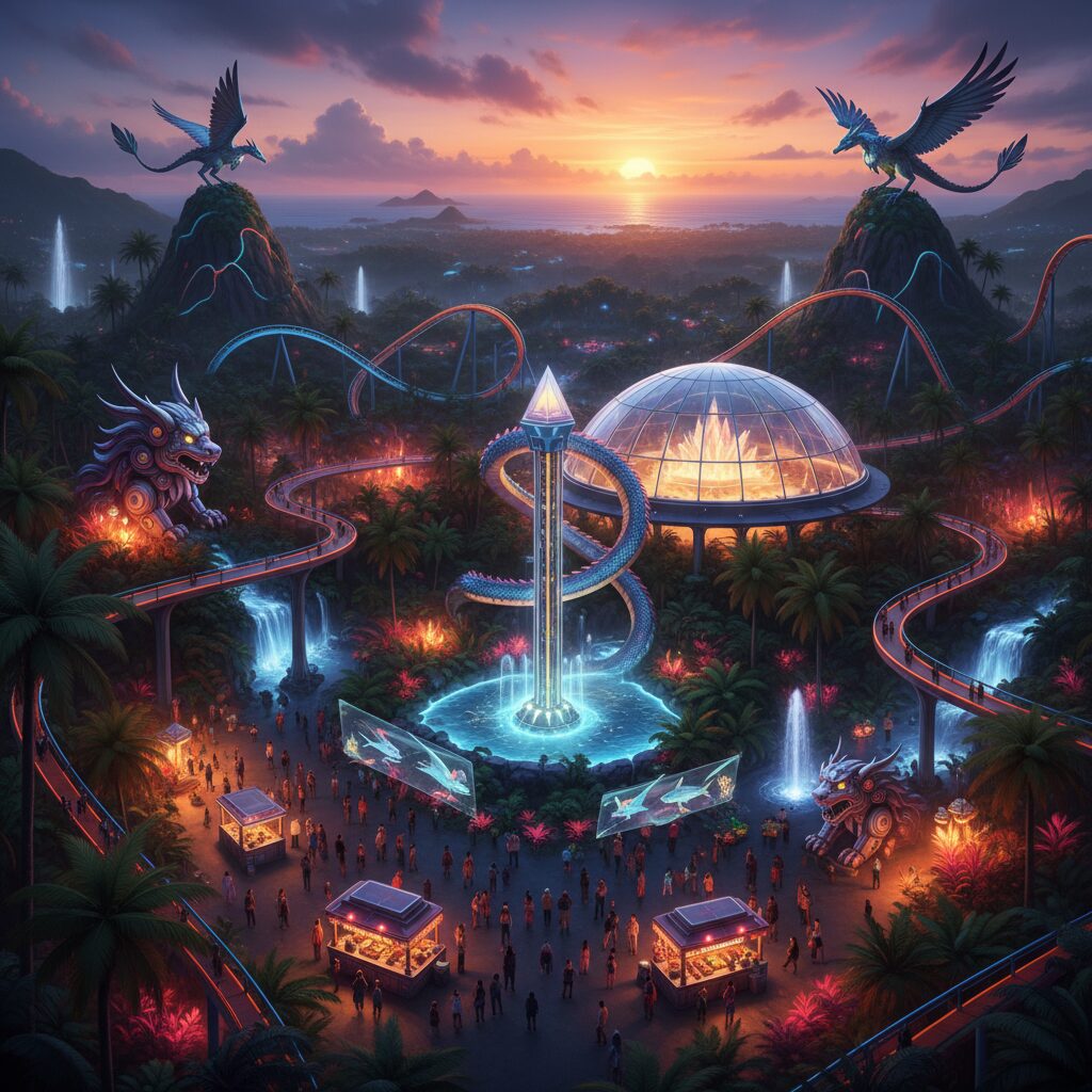 ジャングリア沖縄の熱帯ジャングルと未来的なアトラクションの融合