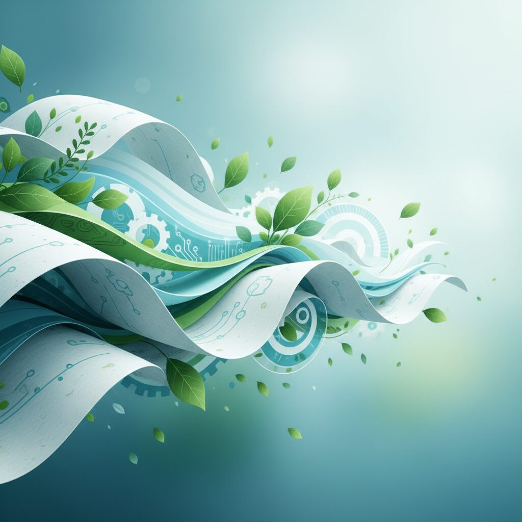 日本製紙パピリアの特殊紙技術と環境への取り組みを示すイメージ