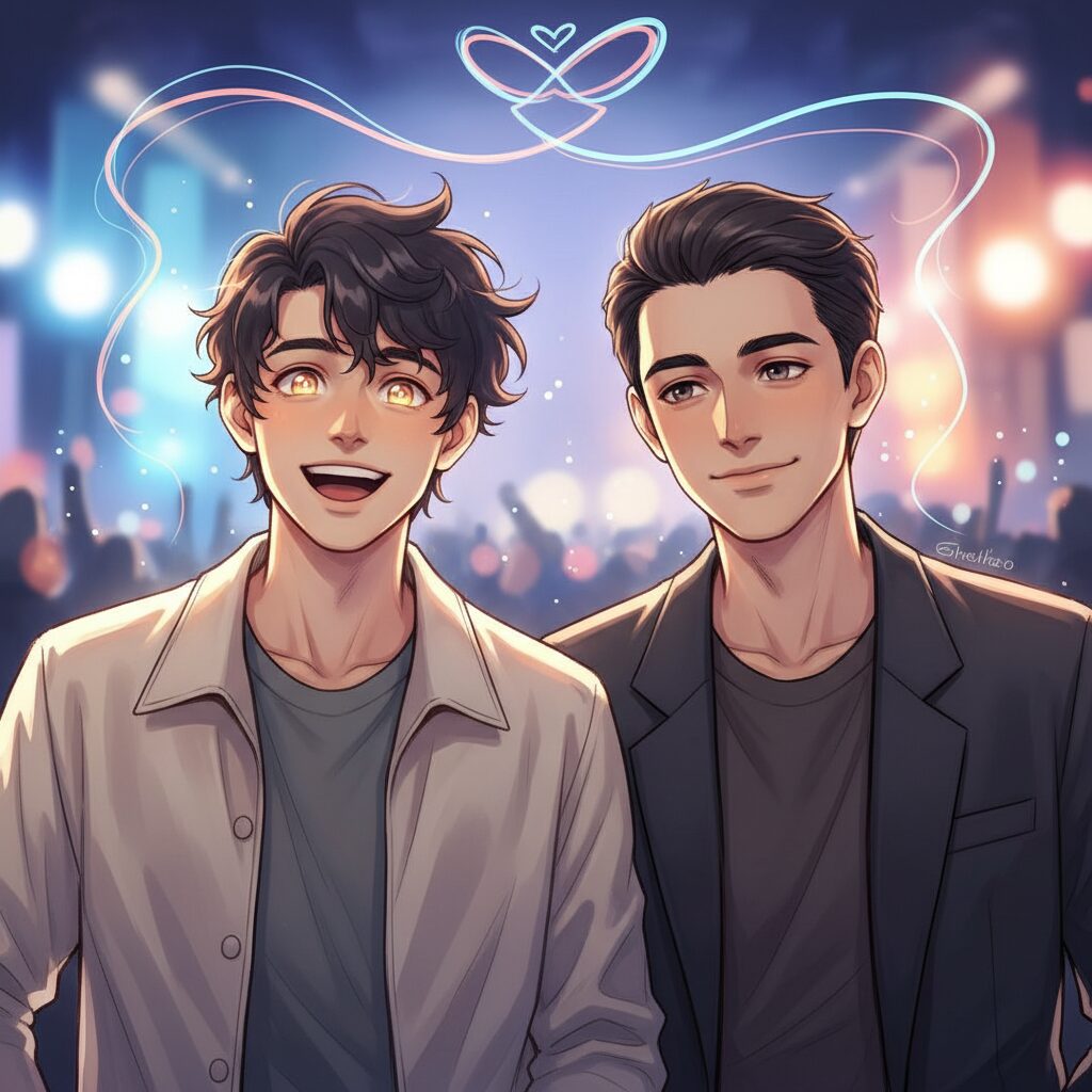 Travis Japanの松田元太と松倉海斗、通称「松松」コンビが互いに笑顔で寄り添い、強い絆を示す様子。