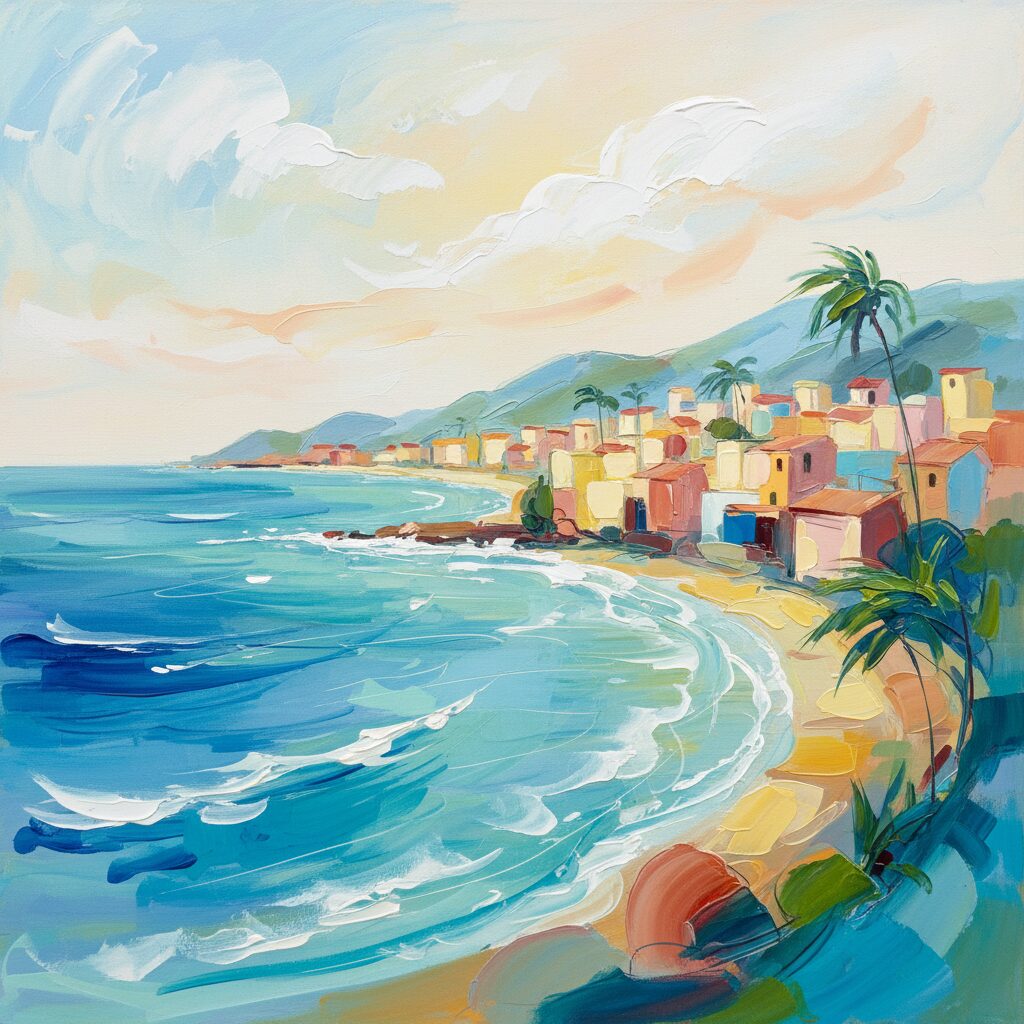 湘南の海と街並みを背景にした穏やかな風景。松倉海斗さんのルーツを感じさせる画像。