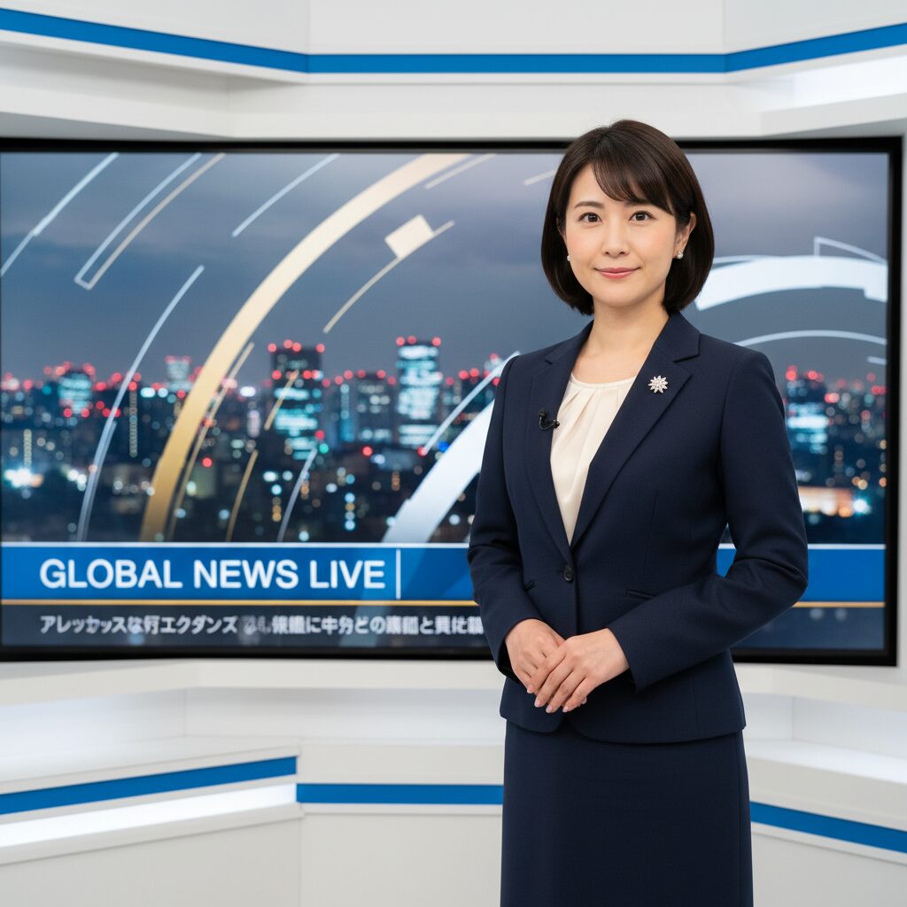 NHKのニュース番組で冷静に情報を伝える池田伸子アナウンサーの画像