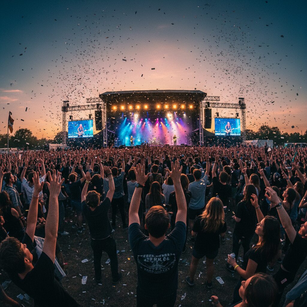 FM802 RADIO CRAZYのライブ会場で盛り上がる観客の写真