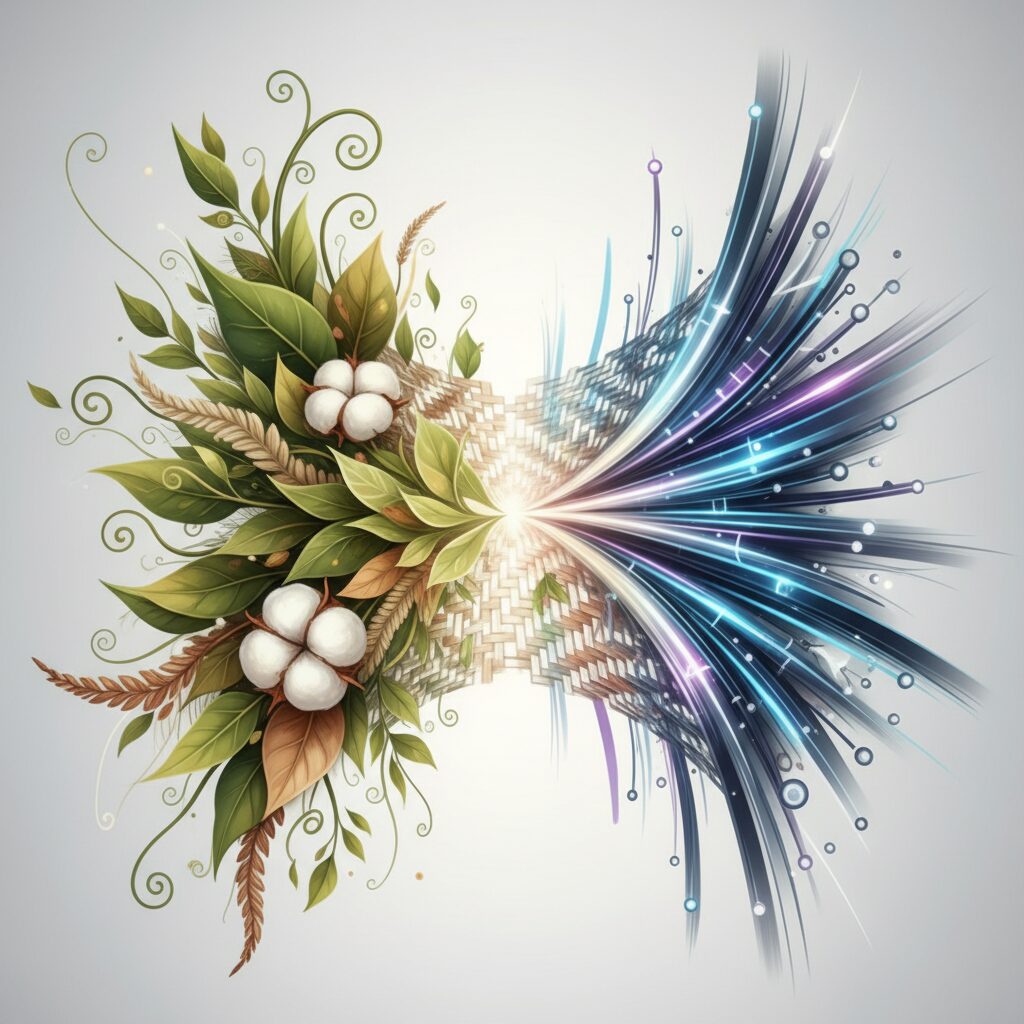 環境配慮と機能性を融合した旭化成アドバンスのインナー素材の抽象的なイメージ。